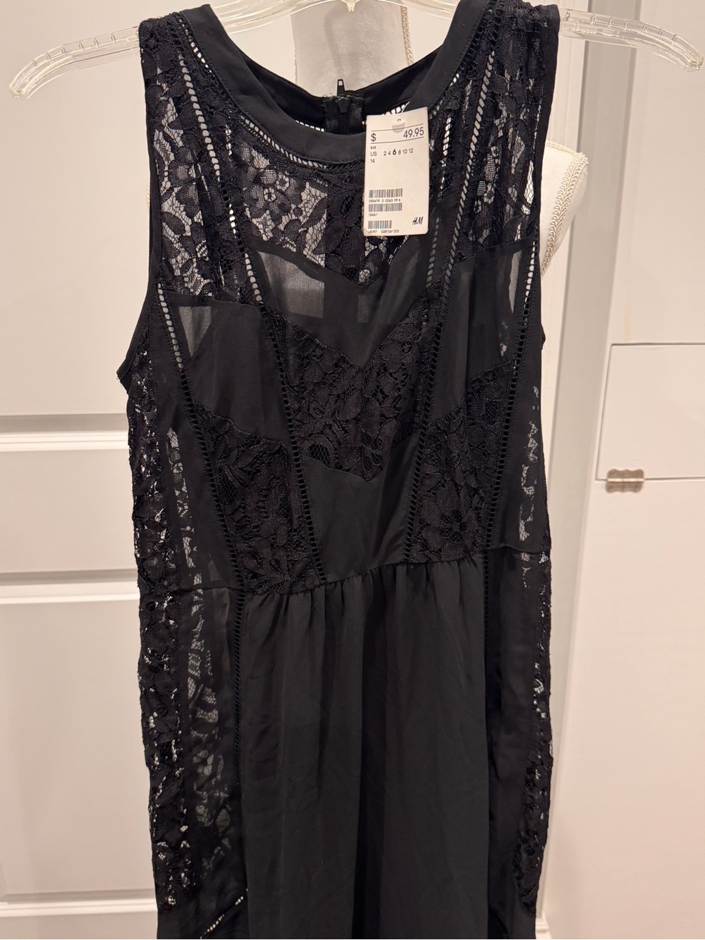 H&M Black Lace-Panel Sleeveless Formal Dress